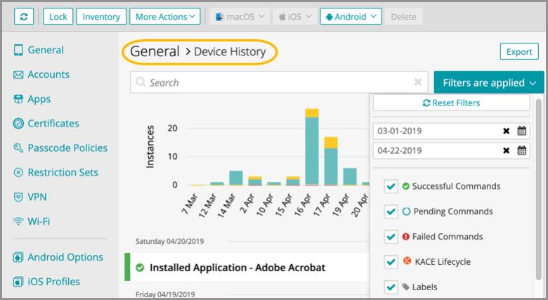 Review device history